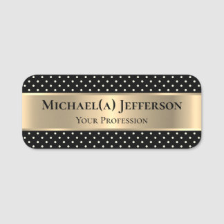 Luxuriöse Metallic Gold und White Polka Punkte auf Namensschild