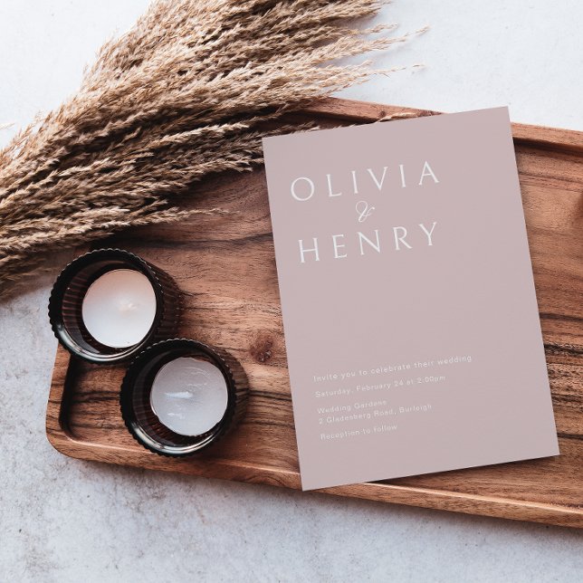 Luxuriöse Minimal Dusty Blush Pink Wedding Einladung (Von Creator hochgeladen)