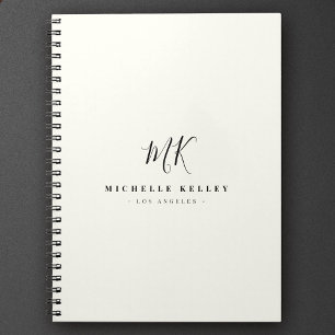 Luxuriöse Minimal Monogram Black Ivory Chic Stilvo Notizblock