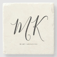 Luxuriöse Minimal Monogram Black Ivory Chic Stilvo
