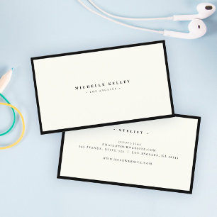 Luxuriöse Minimalistisch Elegant Black Ivory Chic  Visitenkarte