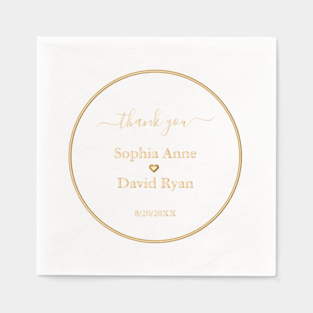 Luxuriöse Minimalistische Hochzeitsnadel gestempel Servietten Mit Folie (Vorderseite)