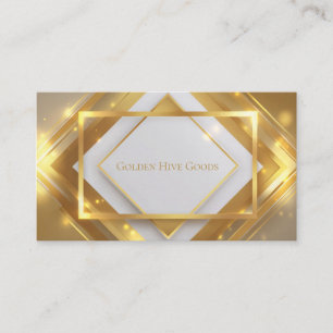 Luxuriöse moderne 3D Geometric Gold & White Visitenkarte