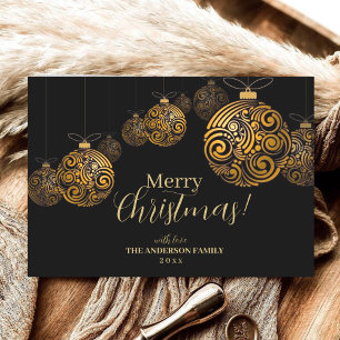 Luxuriöse moderne Black and Gold Frohe Weihnachtsk Einladung