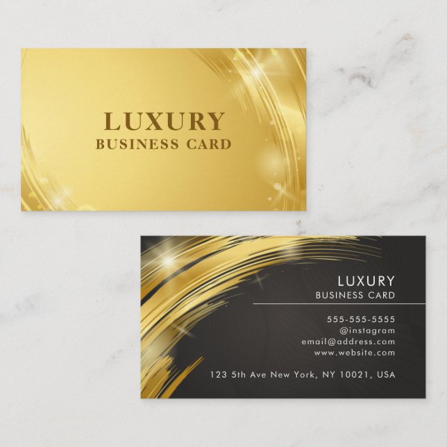 Luxuriöse moderne elegante Gold Business Card Visitenkarte (Vorne/Hinten)