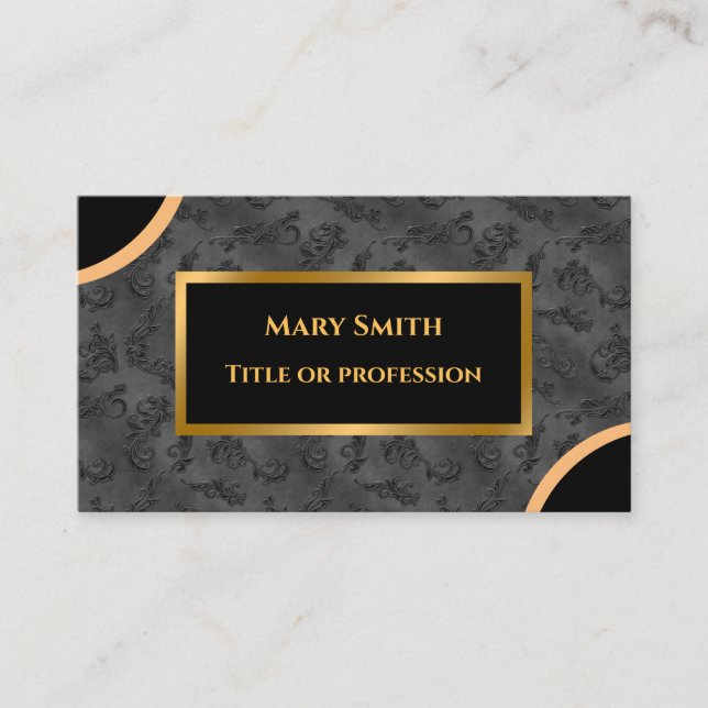 Luxuriöse moderne Gold Silver Damask Business Card Visitenkarte (Vorderseite)