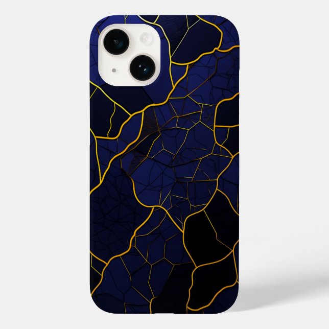 Luxuriöse moderne goldene Navy Texturmuster Case-Mate iPhone Hülle (Rückseite)