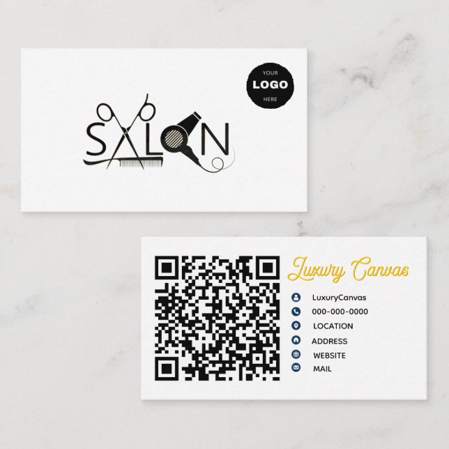 Luxuriöse, moderne QR Code Beauty Business Card Visitenkarte (Vorne/Hinten)