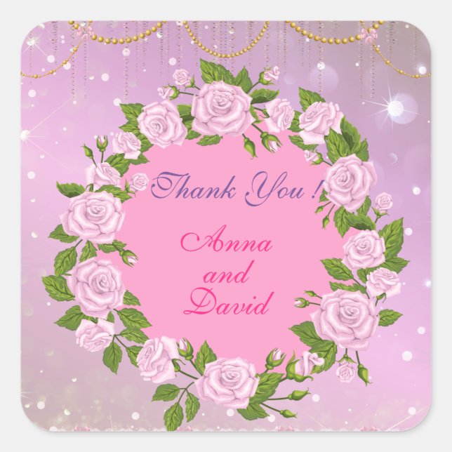 Luxuriöse moderne Rose mit Ihrem Text Square Stick Quadratischer Aufkleber (Vorderseite)