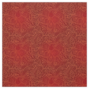 Luxuriöse moderne rote Naturblumen-Schmetterlingss Stoff