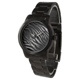 Luxuriöse moderne Zebra Silver Black Line Armbanduhr