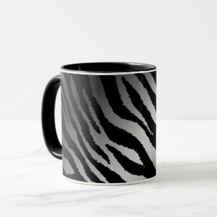 Luxuriöse moderne Zebra Silver Black Line Tasse