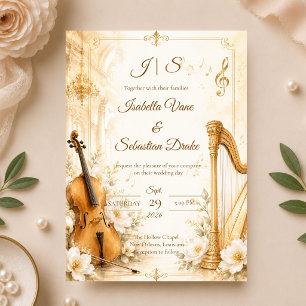 Luxuriöse musikalische Eleganz Hochzeit Einladung