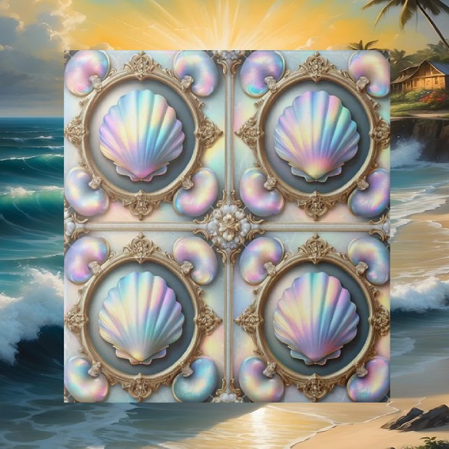 Luxuriöse nautische Dekoration | Opal Seashells Be Fliese (Von Creator hochgeladen)