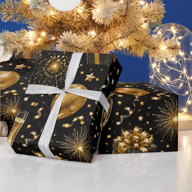 Luxuriöse Neujahrsfeier Muster Geschenkpapier (Feiertage)