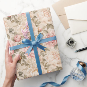 Luxuriöse neutrale Pfingstrosen-Garten-Blumenkunst Geschenkpapier