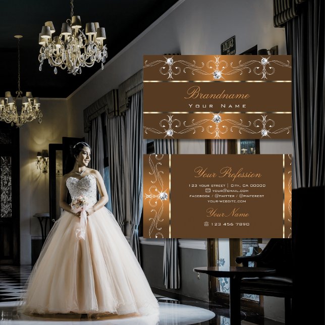 Luxuriöse Orange Brown Verziert Borders Ornamente Visitenkarte (Von Creator hochgeladen)