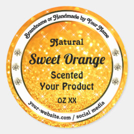 Luxuriöse Orange Glitzer Sparkle Stars Produktkenn Runder Aufkleber
