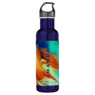 Luxuriöse Orangenaqua-Imitate Goldmedaille Glitzer Edelstahlflasche