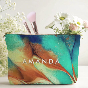 Luxuriöse Orangenaqua-Imitate Goldmedaille Glitzer Zubehörtasche