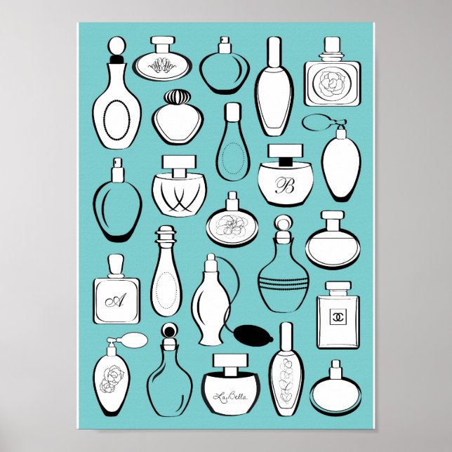 Luxuriöse Parfums gerahmt drucken - blau Poster (Vorne)
