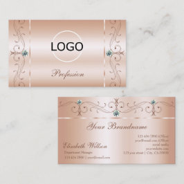 Luxuriöse Pastel Rose Coral Squiggled Jewels Logo  Visitenkarte
