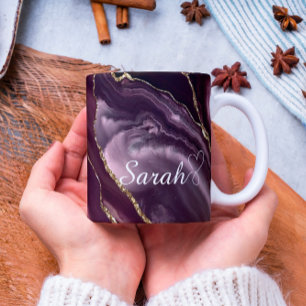 Luxuriöse Personalisierte Maroon & Gold Marmor Kaf Kaffeetasse