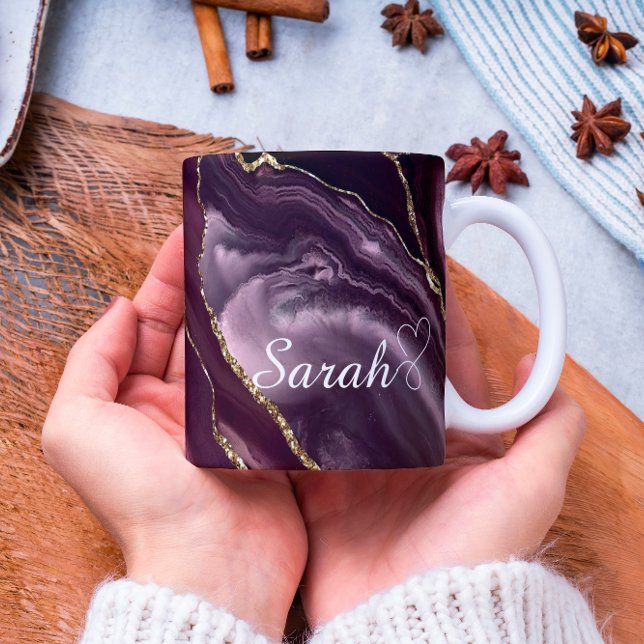 Luxuriöse Personalisierte Maroon & Gold Marmor Kaf Kaffeetasse (Von Creator hochgeladen)