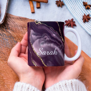 Luxuriöse Personalisierte Maroon & Gold Marmor Tas Kaffeetasse