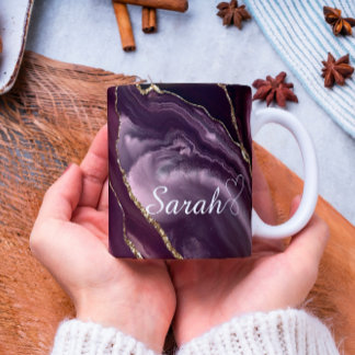 Luxuriöse Personalisierte Maroon & Gold Marmor Tas Kaffeetasse