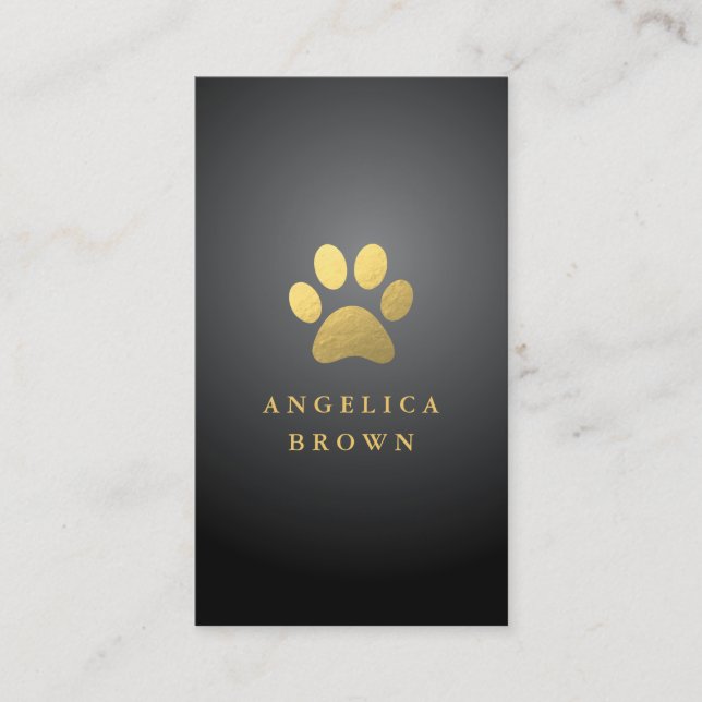 Luxuriöse Pet Business Card - Gold Paw Design Visitenkarte (Vorderseite)