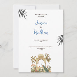 luxuriöse Pfauenpalast-Hochzeitseinladung Einladung