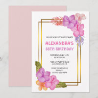Luxuriöse Pink Floral Tropical 88. Geburtstag