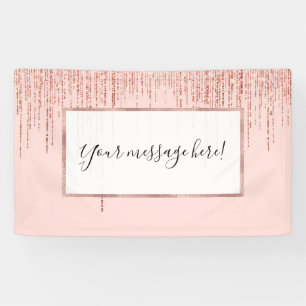 Luxuriöse Pink Rose Gold Funkelnd Glitzer Fringe Banner