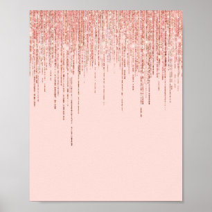 Luxuriöse Pink Rose Gold Funkelnd Glitzer Fringe Poster
