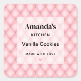 Luxuriöse Pink Tufed Diamond Muster Küche Quadratischer Aufkleber