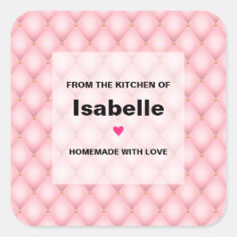 Luxuriöse Pink Tufed Diamond Muster Küche Quadratischer Aufkleber