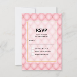 Luxuriöse Pink Tufted Diamond Muster Hochzeit RSVP Karte