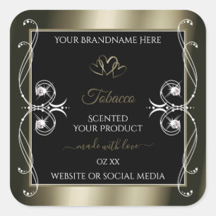 Luxuriöse Platinum Black Product Labels dekorativ Quadratischer Aufkleber