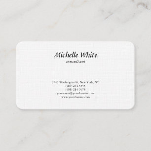 Luxuriöse Premium Linen Schwarz & Weiß Schlicht kr Visitenkarte