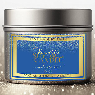 Luxuriöse Produktverpackungsmarken Blau und Gold Rechteckiger Aufkleber