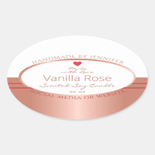 Luxuriöse Produktverpackungsmarken Rose Gold White Ovaler Aufkleber