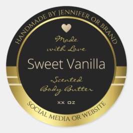 Luxuriöse Produktverpackungsmarken Schwarz und Gol Runder Aufkleber