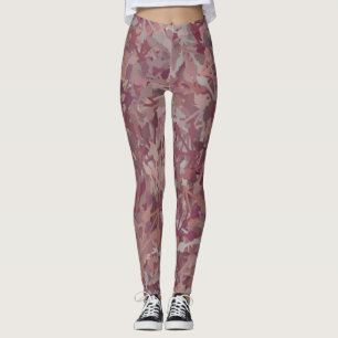 Luxuriöse Red Brown Grau Watercolor Abstrakte Kuns Leggings