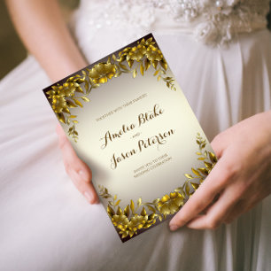 Luxuriöse Regal Gold Rahmen auf gebrochenem Weiß H Einladung