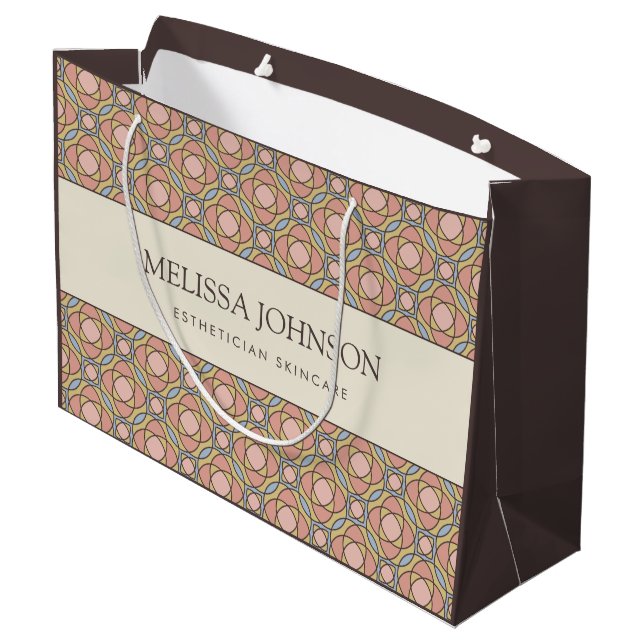 Luxuriöse Retro-Geometrie-Gesichtspflege-Geschenkt Große Geschenktüte (Rückseite Schrägansicht)
