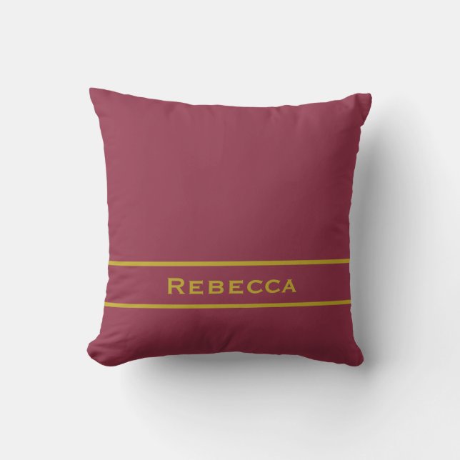Luxuriöse Retro Red Solid Color Schlicht Monogram Kissen (Vorderseite)