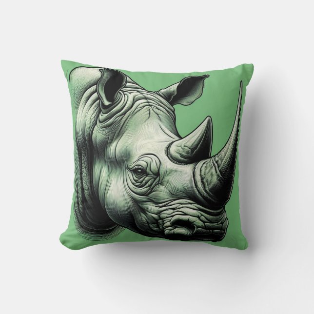 Luxuriöse Rhinoceros Pillow for Wildlife Lovers Kissen (Vorderseite)