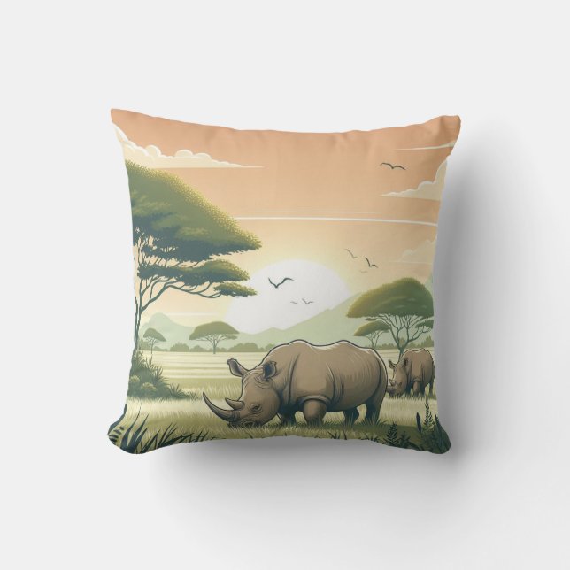 Luxuriöse Rhinoceros Pillow for Wildlife Lovers Kissen (Vorderseite)