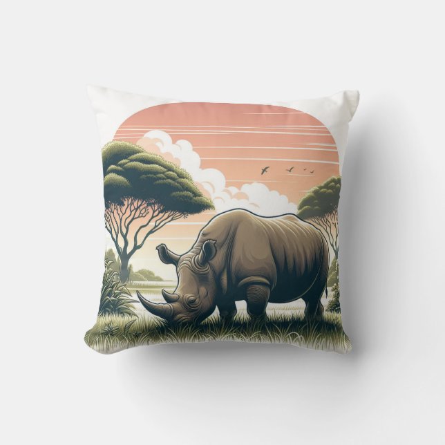 Luxuriöse Rhinoceros Pillow for Wildlife Lovers Kissen (Vorderseite)